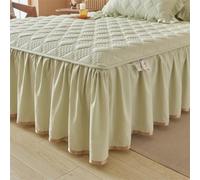 Surwin Drap Housse Moderne Jupe de Lit a Volant Couleur Unie (Vert1,120x200cm)