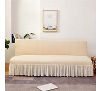 Surwin Housse de Canapé Clic Clac 2/3 Places, Jacquard Extensible Housse de Canapé sans Accoudoir Universel Couverture de Canapé-lit Tout Couvert Canapé Pliant Protecteur (Beige,190-210cm)