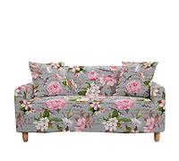Surwin Housse de Canapé Extensible 1/2/3/4 Places Stretch Revêtement de Canapé avec Accoudoirs Protecteur de Canapé Housse de Fauteuil 3D Plante Imprimé (Pivoine,1 Place - 90-140cm)