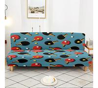 Surwin Housse de Clic Clac élastique Canapé 2/3 Places, Pâque de Canapé sans Accoudoir Couverture de Canapé-lit Universel Canapé Pliant Protecteur (M160-190cm,Tennis de Table 6)