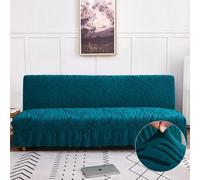 Surwin Housse de Clic Clac élastique Canapé avec Jupe 2/3 Places, Vagues Jacquard Housse de Canapé sans Bras Couverture de Canapé-lit Tout Couvert Canapé Pliant Protecteur (3 Places,Turquoise)