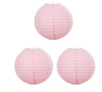 Surwin Lanternes Papier Chinois, Lanternes en Papier à Suspendues, Boule Ronde Abat-Jour, Lanterne Decorative pour Intérieurs Extérieurs Mariages Anniversaires Fêtes et Événements (30CM,Rose)