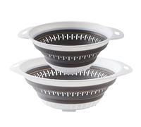 Surwin Lot de 2 Passoire Pliable, Silicone Passoire Cuisine,Compacte Passoire Cuisine Pliable, Passoire Retractable Passoire Pates, Grande Petite Portable Panier de Fruits (Gris)