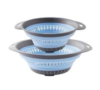 Surwin Lot de 2 Passoire Pliable, Silicone Passoire Cuisine,Compacte Passoire Cuisine Pliable, Passoire Retractable Passoire Pates, Grande Petite Portable Panier de Fruits (Bleu)