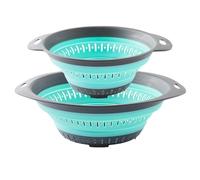 Surwin Lot de 2 Passoire Pliable, Silicone Passoire Cuisine,Compacte Passoire Cuisine Pliable, Passoire Retractable Passoire Pates, Grande Petite Portable Panier de Fruits (Vert)