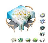 Surwin Nappe Carrée, Marguerite 3D, Nappe Rectangulaire Lavable, Anti-Taches, Housse de Table pour Fête Decoration Ménage Table Basse Jardin Picnic Anniversaire (Fleurs et Papillons,120x120cm)