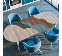 Surwin Nappe Ovale avec Bord Élastique, Nappe de Table Ovale Protection Anti-Taches Couverture de Table Extensible pour Cuisine Jardin Exterieur Intérieur -Artistique Couleur (Kaki,107x152cm)
