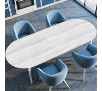 Surwin Nappe Ovale avec Bord Élastique, Nappe de Table Ovale Protection Anti-Taches Couverture de Table Extensible pour Cuisine Jardin Exterieur Intérieur -3D Grain de Bois (Minimalisme,114x142cm)