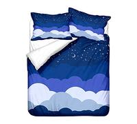 Surwin Parure de Lit 3 Pièces avec 1 Housse de Couette 2 Taies d'oreiller Assorties, Classique Respirant Ensemble de Literie Ciel de Couleur 3D Imprimé (Nuit,140 * 200cm)
