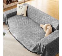 Surwin Plaid Canape Grande Taille, Jeté de Canapé Jacquard, Réversible Housse de Canapé d'angle, Couverture Protege Canape 1 2 3 4 Places en Forme de L (Noir,180x380cm)