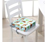 Surwin Rehausseur de Chaise Enfant, 3D Animal de Dessin Animé Coussin de Siège Portable avec Antidérapant Boucle de Sécurité Ajustable Eponge Confortable Coussins Adapté (Raton laveur,40x40x10cm)