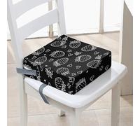 Surwin Rehausseur de Chaise Enfant Bébé, Fraise Coussin de Siège Portable avec Antidérapant Boucle de Sécurité Eponge Confortable Coussins Adapté pour les Repas des Bébé (Noir,40x40x10cm)