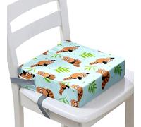 Surwin Rehausseur de Chaise Enfant, Coussin de Siège avec Antidérapant Boucle de Sécurité Ajustable Eponge Confortable Coussins Adapté pour Portable Repas -Animal 3D (Raton laveur,40x40x10cm)