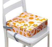 Surwin Rehausseur de Chaise Enfant, Renard 3D Coussin de Siège Portable avec Antidérapant Boucle de Sécurité Ajustable Eponge Confortable Coussins Adapté pour Repas (Marguerite,32x32x8cm)
