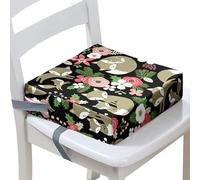 Surwin Rehausseur de Chaise Enfant, Renard 3D Coussin de Siège Portable avec Antidérapant Boucle de Sécurité Ajustable Eponge Confortable Coussins Adapté pour Repas (Fleur,40x40x10cm)