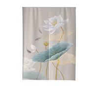 Surwin Rideau de Porte Japonais Long Tapisserie Noren en Lin Fenêtre Rideaux Panneau Tenture Tapisserie Décoration pour Cuisine Chambre Décoration de Maison (85x120cm,Bud Lotus)