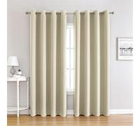 Surwin Rideau Occultant Couleur Unie, Rideau Cuisine avec Oeillets, Lot de 2 Store Occultant, Rideaux Thermique et Anti Froid, Rideaux Salon Décorer Chambre (Beige,100x200cm)