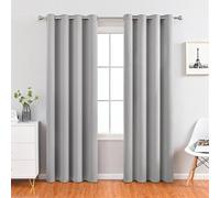 Surwin Rideau Occultant Couleur Unie, Rideau Cuisine avec Oeillets, Lot de 2 Store Occultant, Rideaux Thermique et Anti Froid, Rideaux Salon Décorer Chambre (Gris Clair,140x220cm)
