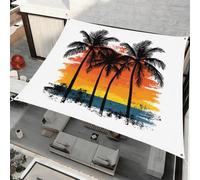 Surwin Voile d'ombrage Imperméable (Cocotier,2x2m) | Rectangulaire Carré Toile Ombrage avec 95% Protection UV avec 4 Corde pour Jardin Terrasse Balcon Patio Extérieur,3D Paysage