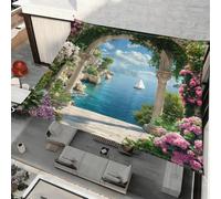 Surwin Voile d'ombrage Imperméable (Jardin,1.5x1.5m) | Rectangulaire Carré Toile Ombrage avec 95% Protection UV avec 4 Corde pour Jardin Terrasse Balcon Patio Extérieur,3D Paysage