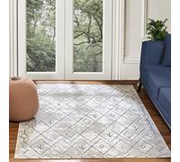 Surya Bergen Tapis géométrique scandinave Doux de Style Moderne pour Chambre à Coucher - Tapis aztèque bohème à Poils Moyens pour Un Entretien Facile - Grand Tapis 160 x 213 cm, Blanc et Bleu
