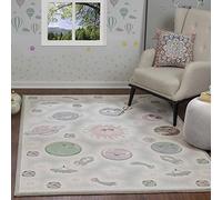 Surya Galaxie Tapis Chambre Enfant Gris - Tapis Enfant Poil Court Coloré et Doux pour Chambres à Coucher, Salle de Jeu - Tapis Chambre Fille, Garçon, Bébé - Thème Planètes et Espace, 80x150cm