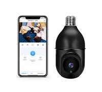 Susenstone Caméra D'ampoule PTZ Surveillance WiFi 5G Extérieure sans Fil 1080P IP Étanche 360° Vision Nocturne Couleur Détection Humaine AI 2xSpot LED et Sirène Audio Bidirectionnel (1PC Le Noir)