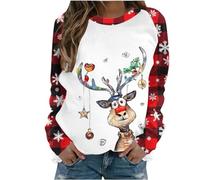 Susenstone Pull à Capuche de Noël pour Femme - Moche et Mignon en Coton - Renne Drôle - Xmas Tops Chic Pas Cher