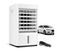 Sushangmao Refroidisseur d'air Portable 4 en 1, Climatiseur Évaporatif 4 L avec Télécommande, 3 Vitesses, Minuterie 7,5 H Et Ventilateur Oscillant pour Voiture, Camion, Camping-Car Et Camping 24V