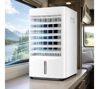 Sushangmao Refroidisseur d'air Portable, Climatiseur Évaporatif 4 en 1 pour Véhicules 12 V/24 V, Réservoir d'eau De 4 L, 3 Vitesses, Télécommande, Minuterie 7,5 H, Ventilateur Oscillant 24V