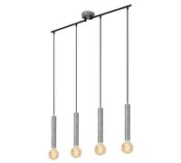 Suspension 4xE27, plafonnier 85 cm, noir et argent, au-dessus de l'îlot central