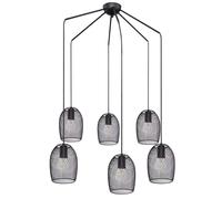 Suspension, 6 flammes, lampe de table à manger, suspension rétro, salon, industriel, métal noir, 6x douilles E27, DxH 75x150 cm