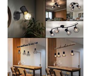 Suspension à LED au plafond noir Salon Salle à manger RETRO Filament Cage Lampe à suspendre Spots orientables braun - Hängeleuchte