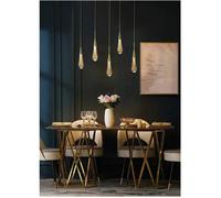 Suspension à LED, lustre créatif en verre en forme de goutte d'eau, plafonnier à LED en verre doré moderne pour chambre à coucher,