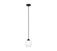 Suspension ABRO noire/blanche cône verre, E27 15W Kaja