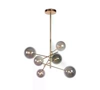 Suspension ALARA laiton globes fumés 6xG4 LED Lucide