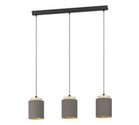 Suspension ALBARIZA E27 3X40W en acier et bois noir et marron 895x160x1100mm