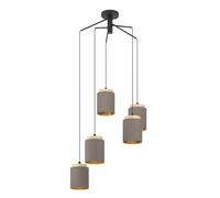 Suspension ALBARIZA E27 5X40W en acier et bois noir et marron D700mm