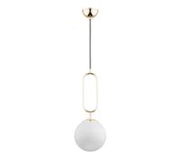 Suspension Alfa Vavil or/noir globe verre blanc Ø20 E27
