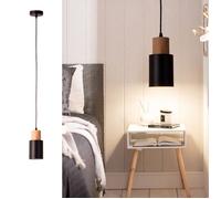 Suspension - ALPINALUZ - KIRA - Métal Noir et Bois - E27 - Design Scandinave et Moderne