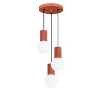 Suspension moderne HALO ocre rouge 3xG9 Ø25cm verre