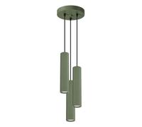 SOLLUX lighting Suspension Luminaire - Lustre Plafonnier - en Aluminium - 3 Abat-jours - 19,5 x 19,5 x 108 cm - Karbon Vert Olive