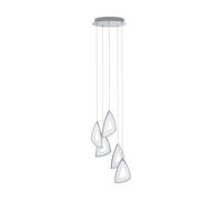 Suspension AMONDE LED 5X6W en fonte d'aluminium chrome D320mm