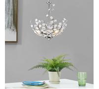 lux.pro Suspension Design Intemporel Luminaire Suspendu Lustre Design Abat-Jour avec Cristaux Artificiels Décoratifs 3 Douilles E14 Max 40 W Hauteur 124 cm Chrome
