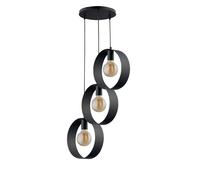 Suspension anneaux noire triple moderne 3xE27 Sigma