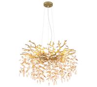 Suspension, applique, lampe suspendue, cristaux de verre mat doré, H 120 cm