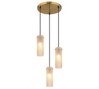 Suspension, applique, plafonnier, doré, verre ambré, 3 lumières, H 120 cm