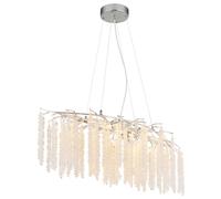 Suspension, applique, plafonnier, métal chromé, cristaux transparents, H 120 cm