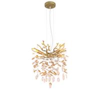 Suspension, applique, plafonnier, or mat, cristaux de verre, H 120 cm