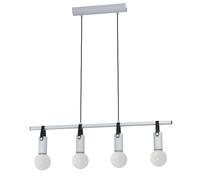Suspension APRICALE E27 4X60W en acier et cuir gris et noir 740x55x1100mm